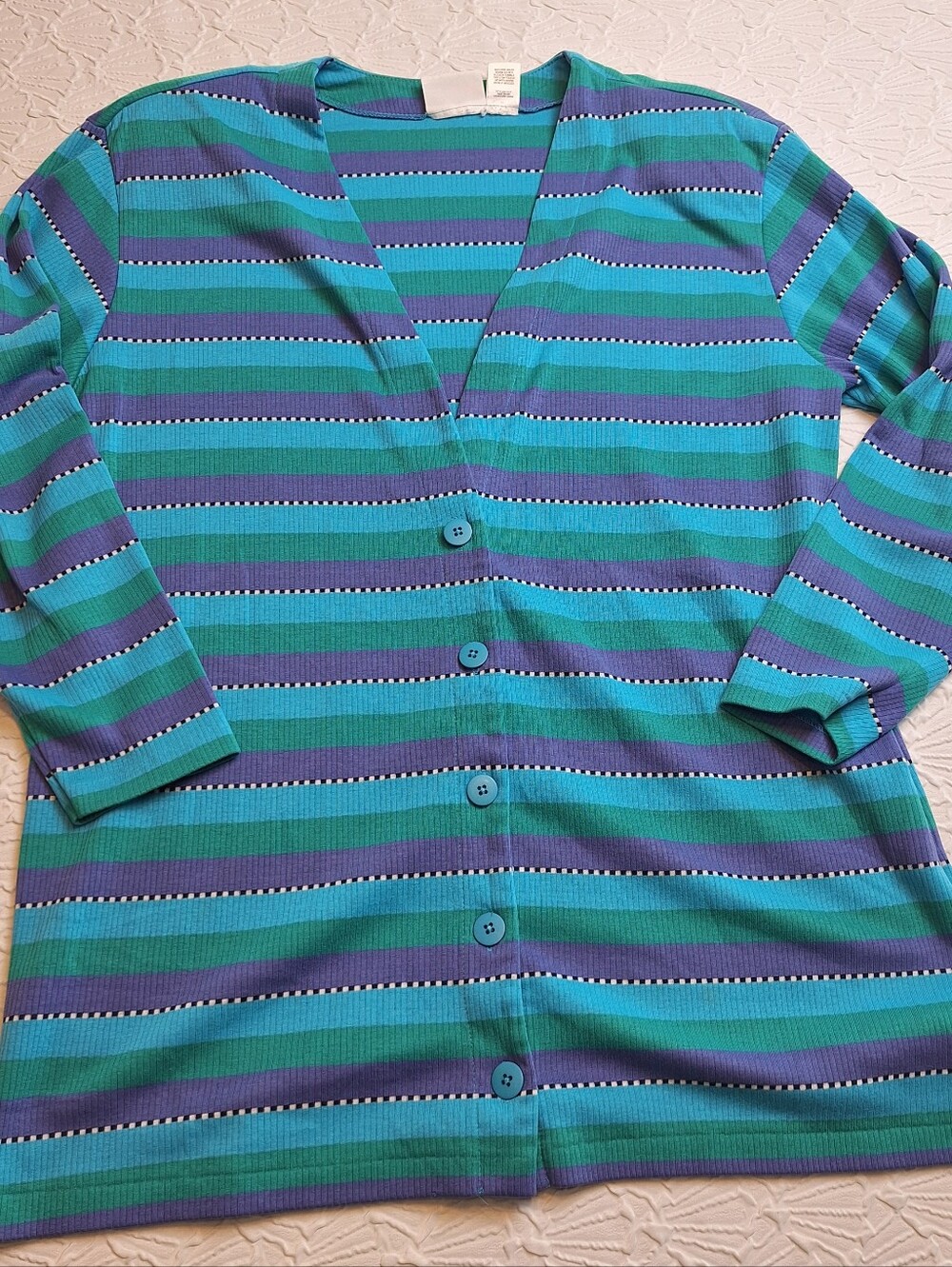 Vtg 90s Units Striped Cardigan,  Sz L